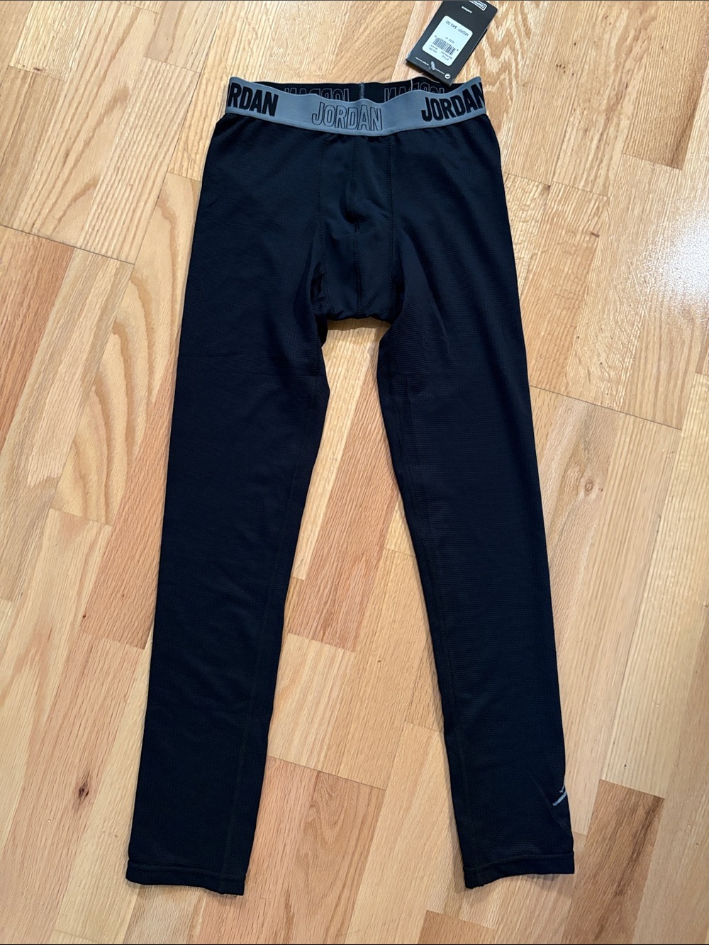 Jordan Black Kids Compression Base Layer Tights with Grey Logo Waistband